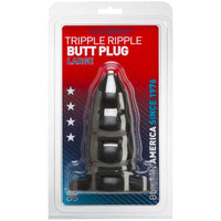 Classic Triple Ripple Butt Plugs Large - Black 6"